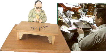 金具師の作業写真とイメージ人形